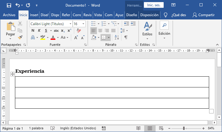 Insertar tabla en documento Word