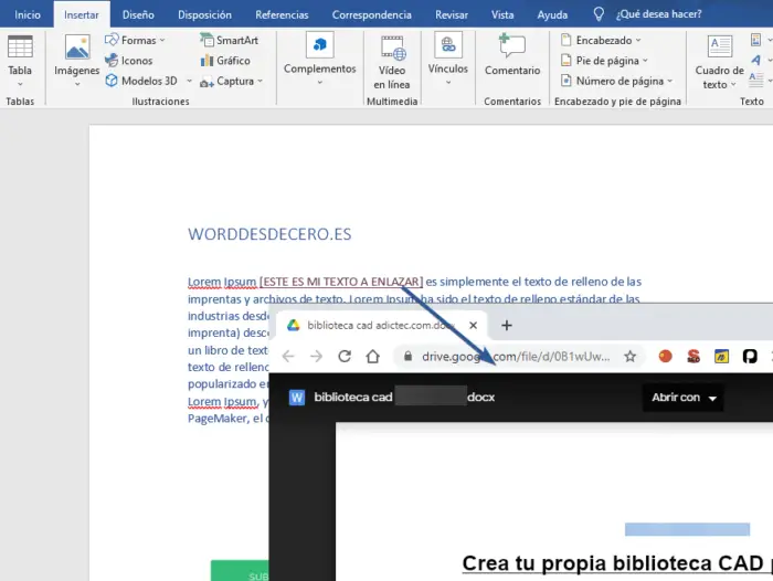 Abrir documento Word desde Hipervínculo en Drive