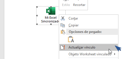 Actualizar vínculo de Excel