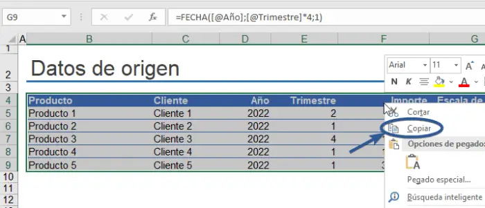 Copiar contenido de tabla