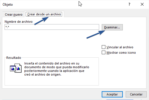 Crear objeto desde un archivo en Word