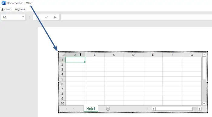 Table Excel desde cero en Word