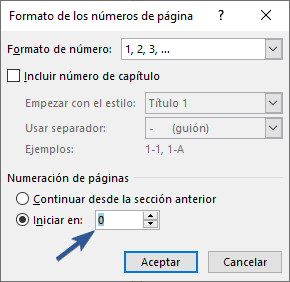 Iniciar numeración de página en 0