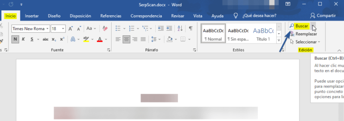 Herramienta Buscar en Word