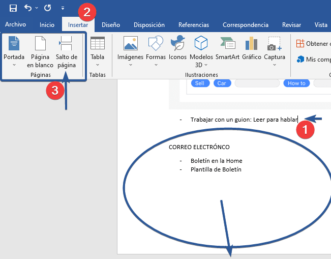 👉cómo Insertar Un Salto De Página En Word Ms Word 9062