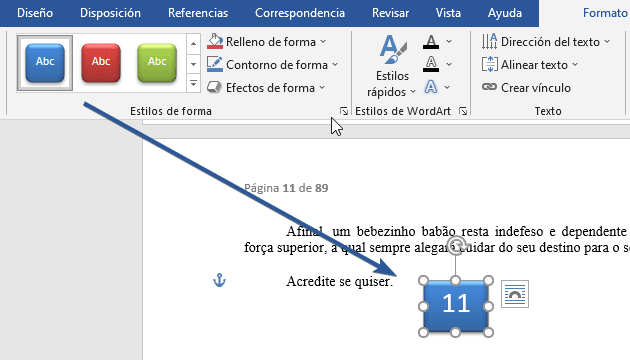 Numeración de páginas con cuadro de texto