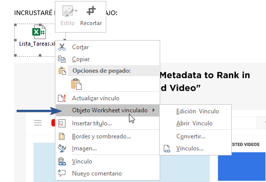 Objeto Worksheet vinculado desde Word