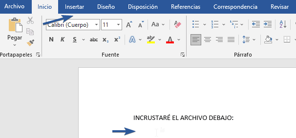 Situar cursor para insertar libro Excel