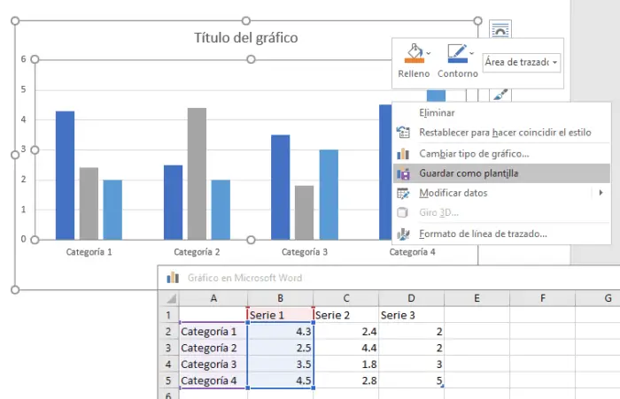 Guardar gráfico como plantilla en Word