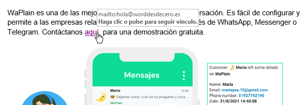 Seguir Hipervínculo de Word sin Ctrl