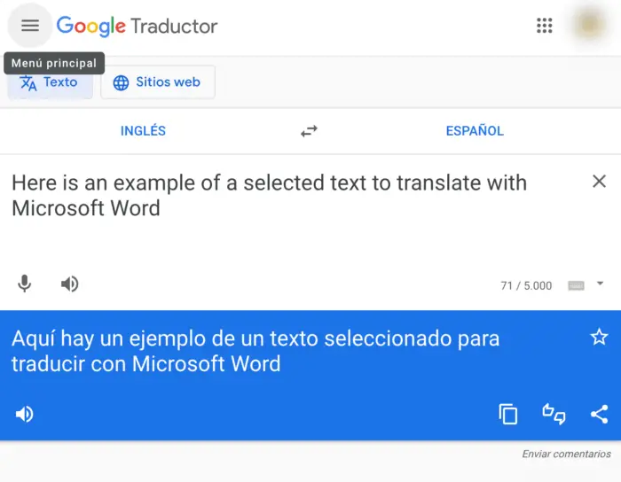 Uso de Google Traductor en línea
