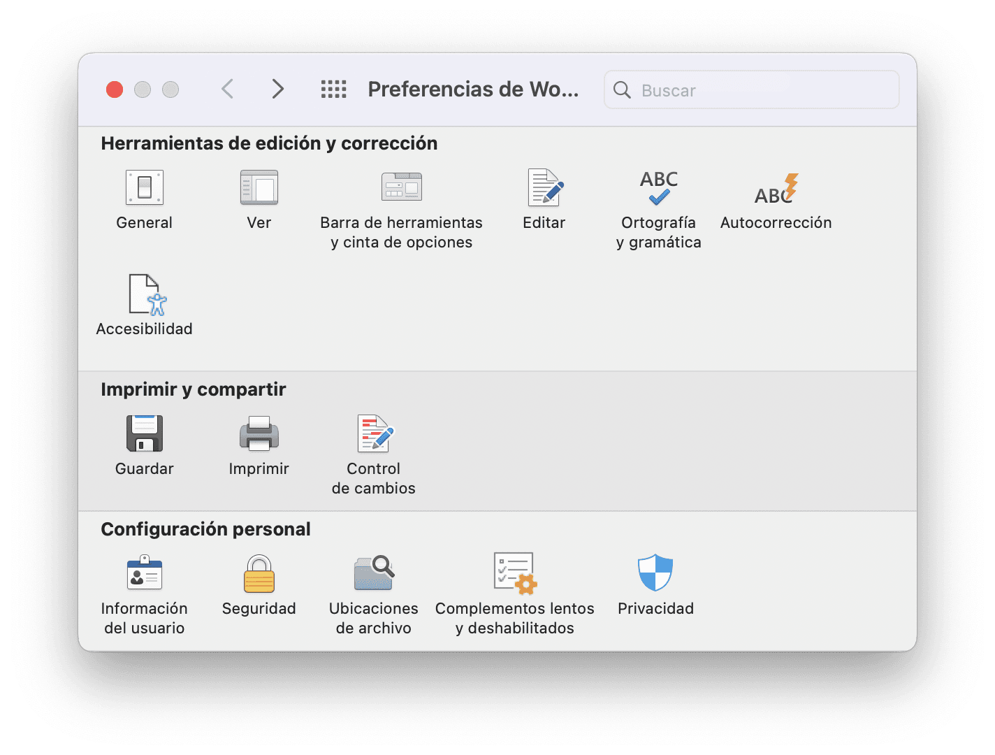 Barra de herramientas y Cinta de opciones en Word versión Mac
