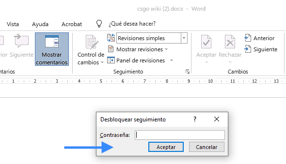 Contraseña para Desbloquear seguimiento