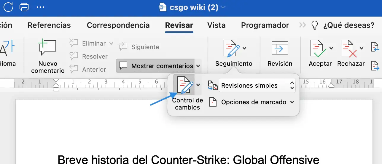 Revisar y Seguimiento en documento Word