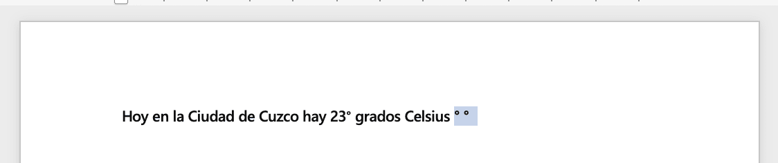 Coloca símbolo de grados con atajo de teclado en Word