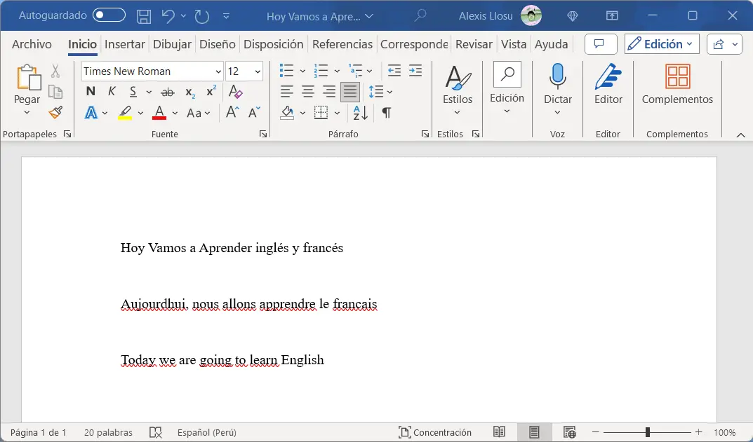 Errores en rojo al reconocer idiomas en Word