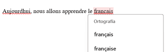 Ortografía en el idioma francés con estilos de Word