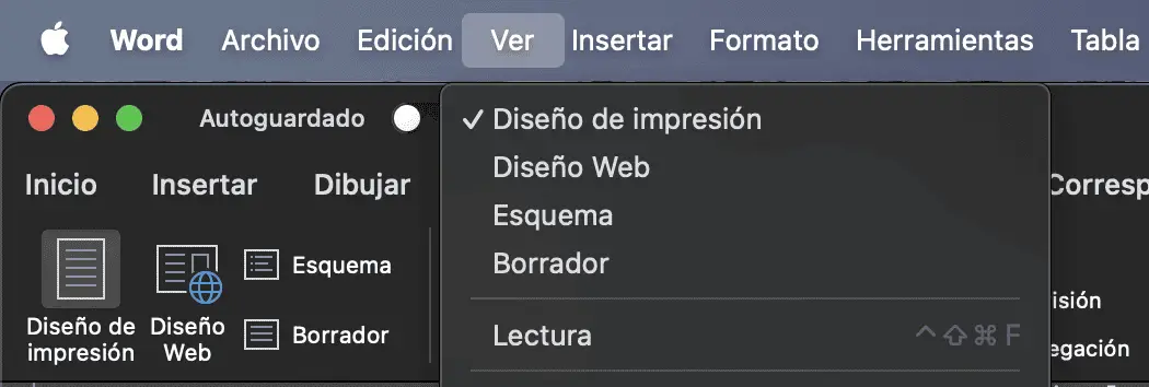 Modo Concentración de Word para Mac