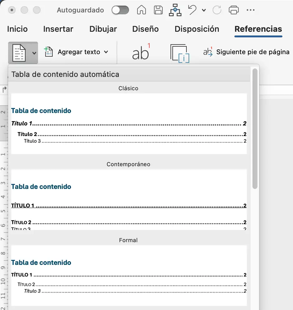 Cómo agregar tabla de contenido en un documento de Microsoft Word