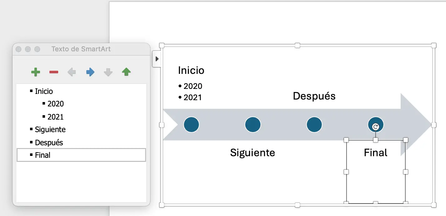 Colocar elementos en línea de tiempo