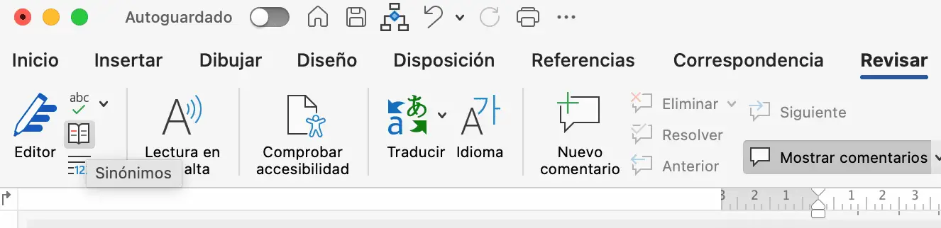 Sinónimos para documento Word