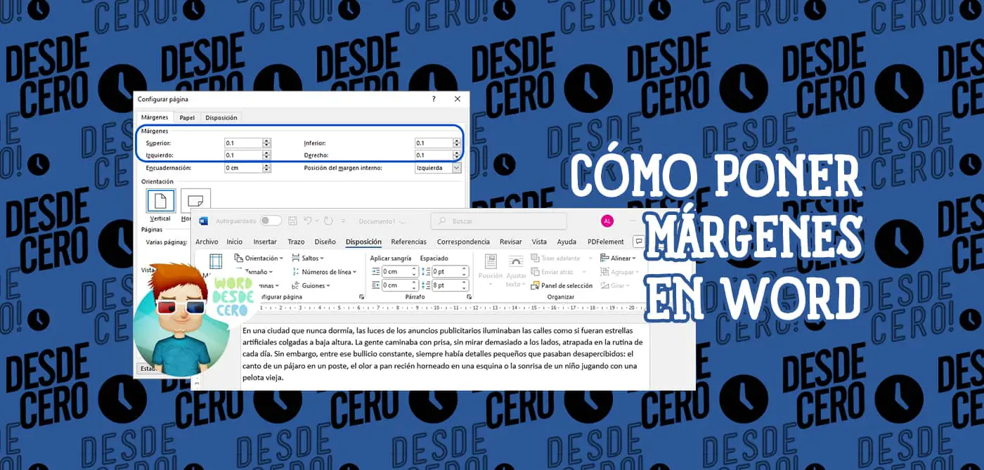 Imagen de la guía completa "Cómo Poner Márgenes en Word", con la ventana de configuración de márgenes a la vista.