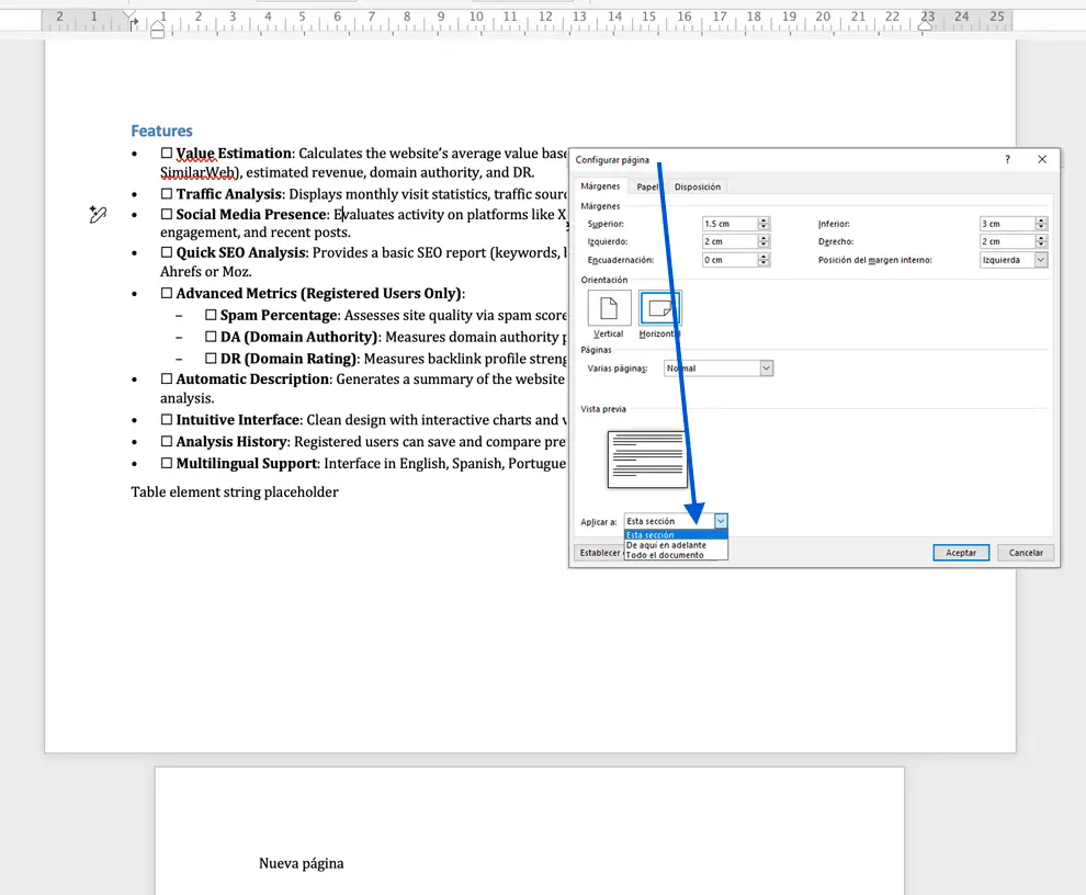 Cómo poner una página en horizontal en Word: guía paso a paso para cambiar la orientación de una página a horizontal en Microsoft Word.