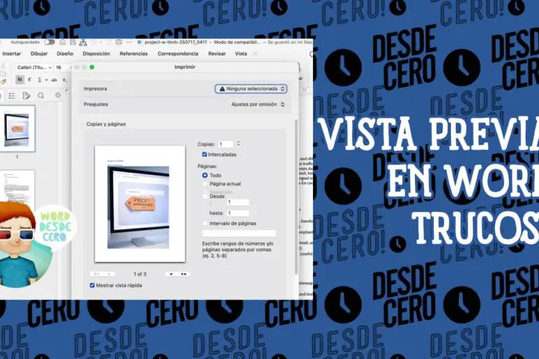 Guía visual sobre cómo acceder a la vista previa en Word, con trucos y consejos para optimizar la impresión.